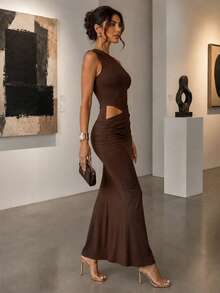 Women Long Dresses - Brown - View 5