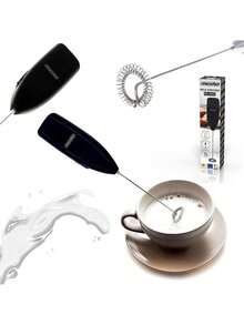 Mesko Milk Frother, Electric Milk Frother, Handheld Milk Foamer - Battery Operated, Stainless Steel Whisk, Black - Black - View 3