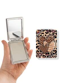 1pc Y2K Leopard Print Portable Makeup Mirror, Double-Sided Folding Pocket Mirror, PU Leather Travel Makeup Mirror (Leopard, Heart, Bow, Cherry, Lips, Glitter & Rhinestone Patterns), Mini Handheld Makeup Mirror For Women, Y2K Style Beauty Accessory Gift - Multicolor - View 8