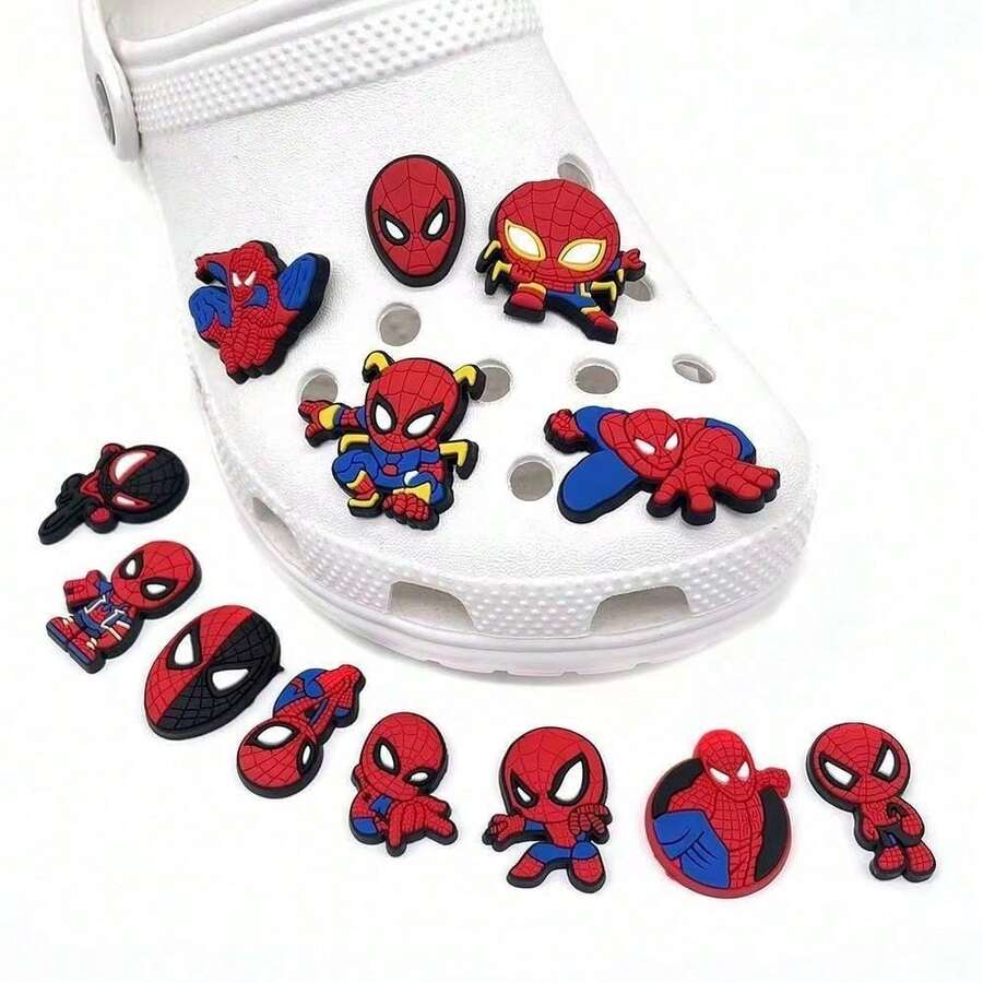 Disney Marvel Spider-Man Clog Shoe Charms, Shoe Buckle Decorative Accessories, Birthday Gift, Halloween Gift, Party Favors, Multiple Styles Available, DIY Shoe Decoration, Practical Accessory For Birthday Gifts And Daily Shoe Customization - A - View 1
