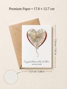 Personalized Map Hot Air Balloon Wedding Greeting Card, Custom Names And Location Design, Congratulations Card For Newlyweds, Engagement Or Bridal Shower Celebration, Love Is In The Air Keepsake For Couples, Wedding Gift From Family And Friends - Multi-color - View 2