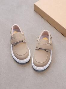 1 đôi giày thể thao sneaker casual thoải mái cho bé trai và bé gái, thiết kế dán xé, đa năng - Màu Khaki - Xem 6