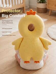 New Oversized Baby Head Protection Pillow & Cap, Anti-Collision Cartoon Cute Bear & Rabbit Design, Soft Plush Baby Walking Head Protection Pillow, Adjustable Shoulder Strap Back Support Pad, Infant Toddler Walking Head Protection Pillow, Baby Walking Supplies, Baby Travel Gear, Head Protection Cap & Pad - Yellow Chick - View 5
