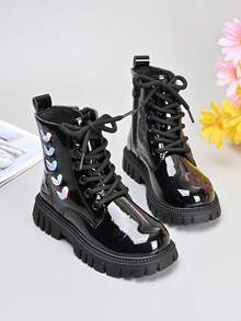 Girls' Stylish Princess Ankle Boots 2026 New Autumn Heart Bow Boots Boots For Girls - Black - View 4
