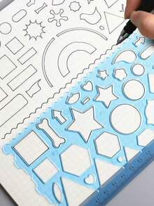 20cm Flexible Drawing Ruler Set, 2pcs Multi-Function Geometric Template Ruler, Transparent Soft Drawing Tool Suitable For Hand-Drawn Poster Making (Gear Color Random) - Sets - View 7