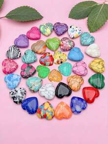 20/10/1pc Random Polished Heart Palm Stones, Natural Pocket Stones, Charming Heart Crystals, Multi-Color Mini Heart Crystals, Perfect Gift, DIY Jewelry Decoration, Valentine's Day Gift, Graduation Gift - Multicolor - View 8