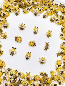 30pcs Cartoon Bee & Caterpillar Nail Art Charms, Cute Insect & Animal Childlike Style, Phone Case, Hair Clip, Earring Decorative Small Accessories - Multicolor - View 7