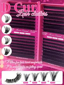 640/200pcs D-Curl Single Lash Extensions Large Capacity Lash Book, Includes Adhesive And Sealer, Tweezers, Brush, DIY Home Lash Extension Kit For Beginners, Easy To Use, Fluffy Dense Natural Look, Suitable For Daily/Light/Heavy/Cosplay Makeup - Rose Red - View 7