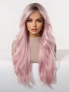 Halloween Wig Deep Root Gradient Light Pink/Purple Long Wavy Hair Color Women's Wig Heat Resistant Synthetic Fiber Natural Look Halloween Costume Cosplay Theme Party Daily Wear - Multicolor - View 2