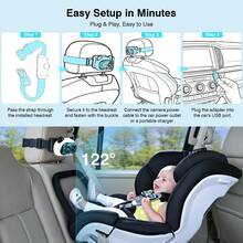 Car Baby Monitor Camera, 122° Wide Angle Rear Seat Child Monitoring Camera With Infrared Night Vision, Adjustable Car Interior Camera For Infants & Kids - White - View 6