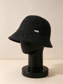 1pc Women's Solid Color Plush Bucket Hat, Suitable For Autumn/Winter Daily Wear - Plush Bucket Hat - View 10
