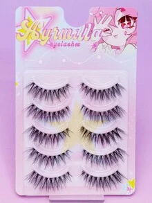 5 Pairs Winged Elongated False Eyelashes, Outer‑Corner Lifted Slanted Upturned Strip Lashes, Fluffy Voluminous Lashes, Invisible Thin Clear Band Soft Reusable Dramatic Eye Lashes, Invisible Thin Clear Band Soft Reusable Dramatic Eye Lashes - Black - View 7