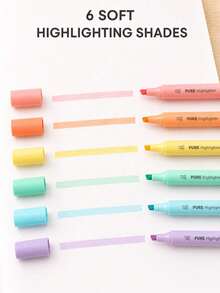 6pcs Macaron Color Fluorescent Markers, Wide Chisel Tip, Quick-Drying Water-Based Ink, Soft Pastel Colors, Suitable For Notes, Study, Planner, Journal, Scrapbook, School And Office Supplies - Multi-color - View 5