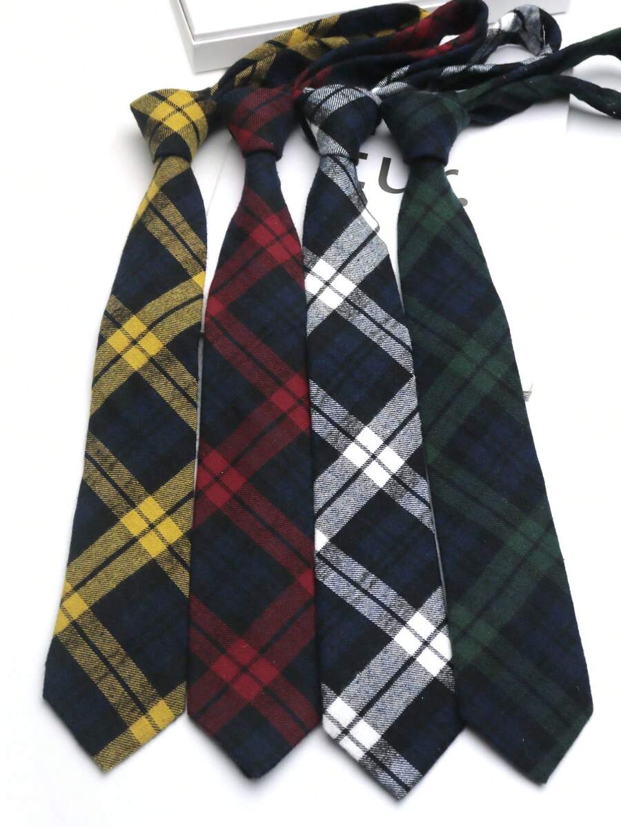 1pc Large Plaid Handmade Necktie, Suitable For Casual, Street, Daily, Party, Gift For Men And Women - Multicolor - View 1