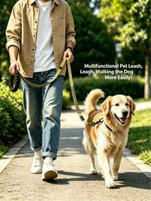High-Strength Elastic Dog Leash - Comfortable Thickened Handle And Reflective Stitching - 6ft/4ft Suitable For Medium To Large Dogs - Multi-Functional 4-In-1 Leash With Safety Belt - Ideal For Training And Outings (New Black Version Without Safety Belt Buckle) - Multicolor - View 7