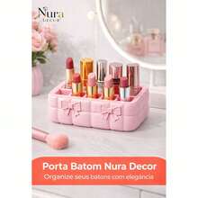 Porta Batom Decorativo Nura Decor – Organizador de Maquiagem com 8 Divisórias | Porta Batons e Gloss para Penteadeira - Rosa Bebê - Visão 1