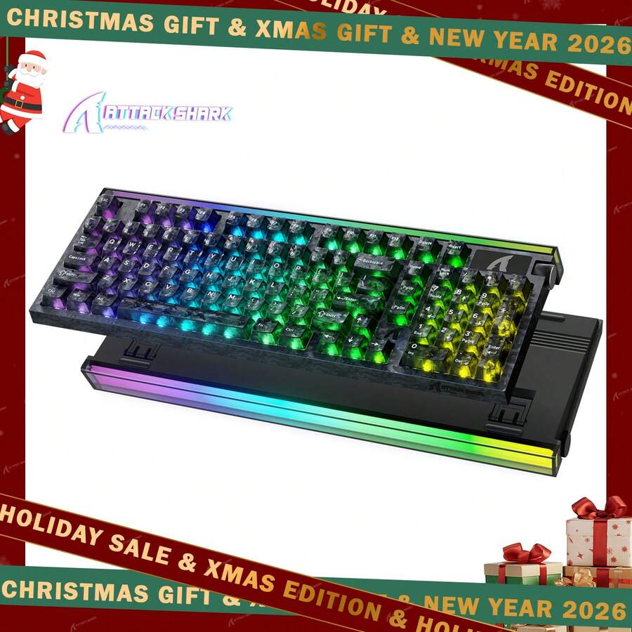 ATTACK SHARK Keyboard Gaming R98 HE 8000Hz Berkabel dengan Efek Hall, Pemicu Cepat 0,005mm, Tata Letak 98%, Jarak Aktivasi yang Dapat Diatur, Sakelar Magnetik yang Dapat Diganti Panas, Driver Web, Pencahayaan RGB, Tutup Tombol Serat Karbon - View 1