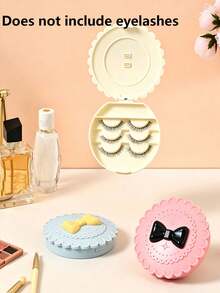 Cute Bow Design Eyelash Curler Box, This False Eyelash Storage Box Is Designed To Store And Protect Your False Eyelashes In A Neat And Organized Manner, Easy To Carry In Handbags, Makeup Bags, Travel Cases Or Bathroom Drawers. Suitable For Home Use, Travel, Parties, Work And Daily Makeup Scenarios. It Is An Excellent Addition To Your Makeup Tool Collection And A Thoughtful Gift For False Eyelash Lovers. (Eyelashes Not Included) - Multicolor - View 7