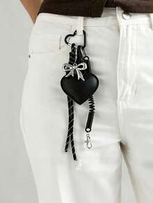 Yogodlns Flame Sexy Red Lips Keychain, Creative Bag Leather Heart Pendant Charm, Valentine's Day Gift Accessory, Creative Minimalist Rope Pendant - Multicolor - View 4