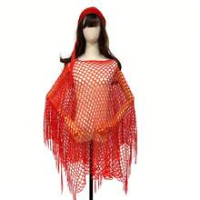 Women's Fashion Hollow Out Sun Protection Shawl And Scarf Set (2pcs), Tassel Design Pullover Beach Wear, Suitable For Casual Outings, Parties And Beach Vacations, Hand Washable, Perfect Holiday Outfit - Multicolor - View 6