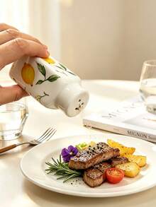 2pcs/4pcs Cute Lemon Ceramic Seasoning Bottles, Fresh Pastoral Style Square Small Seasoning Bottles, Highly Attractive Tabletop Condiment Bottles, Home Salt/Pepper/Sugar/Sprinkle Bottles, Housewarming Gift - Multicolor - View 8