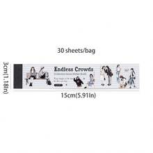30 Sheets/Bag Sticker Book Human Sea Series Character Daily PET Small Stickers, Scrapbook Supplies Notebook Accessories, Used For Decorating Cards, Photo Frames, Computers, Phone Cases, Water Cups, Magazines, Stationery Boxes, Luggage, Desktop Decoration - Multicolor - View 3