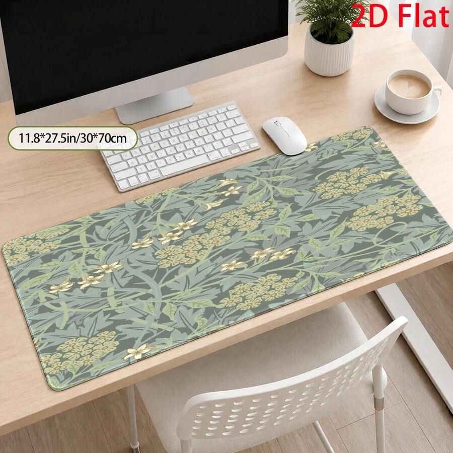 Large Mouse Pad Featuring A 2D Retro Floral Pattern And Elegant Botanical Design; Perfect For Office Or Home Desks. It Offers A Stain-Resistant, Comfortable Surface That Is Easy To Maintain-An Ideal Gift For Gamers And Professionals Alike. - Mouse Pad - View 1