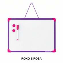 Quadro Branco Magnético Dupla Face 25x35cm com Caneta Apagador 2 Ímãs para Pendurar - Roxo - Visão 1