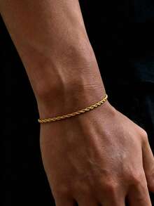 Twisted Bracelet For Men,Extremely Simple Rope Chain Bracelet, Sports Bracelet, Beach Bracelet,Stainless Steel Jewelry Gift For Him - Silver - View 6