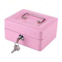 Caja de dinero rosa con bandeja insertable para caja registradora, cajón de cajero, almacenamiento, mini portátil, de acero, con cerradura, caja de seguridad para efectivo - Rosa - Ver 1