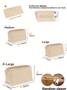 Tote Bag Organizer Insert With Base Shaper, Felt Bag Organizer Insert Compatible With Le , MM, City 30 33, PM And More, Purse Divider For Bag - Beige - View 3