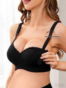 3PCS Women's Nursing Bra, Maternity & Breastfeeding Bra With Front Clasp, Push-Up, Anti-Sagging, Side-Boob Support, Wire-Free, Seamless - Multicolor - View 12