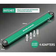 Kunci Ratchet Ekstensi, Kunci Perbaikan Mobil Baja Karbon Tinggi, dengan 4 Adaptor, Cocok untuk Ruang Sempit - Batang ekstensi kunci pas multifungsi - View 6