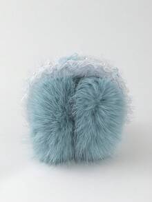 GARASSACC 1pc Women's Lace Pearl Bow Ribbon Plush Warm Foldable Earmuffs - Solid Color - View 2