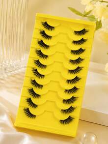 10 Pairs Half Lashes Natural Volume Simulated Fluffy Grafted Eyelashes For Daily Commuting, Portable, Lightweight, Non-Irritating, And Reusable - View 8