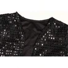 7PCS Kids Stage Performance Costume, Sequin Jacket Trousers Hat Gloves Outfit - Black - View 3