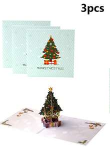 3D Pop‑Up Christmas Greeting Card, Festive Holiday Handmade Card, Xmas Decoration Gift Card For Family Friends Party Gifting - 3D Greeting Card - View 12