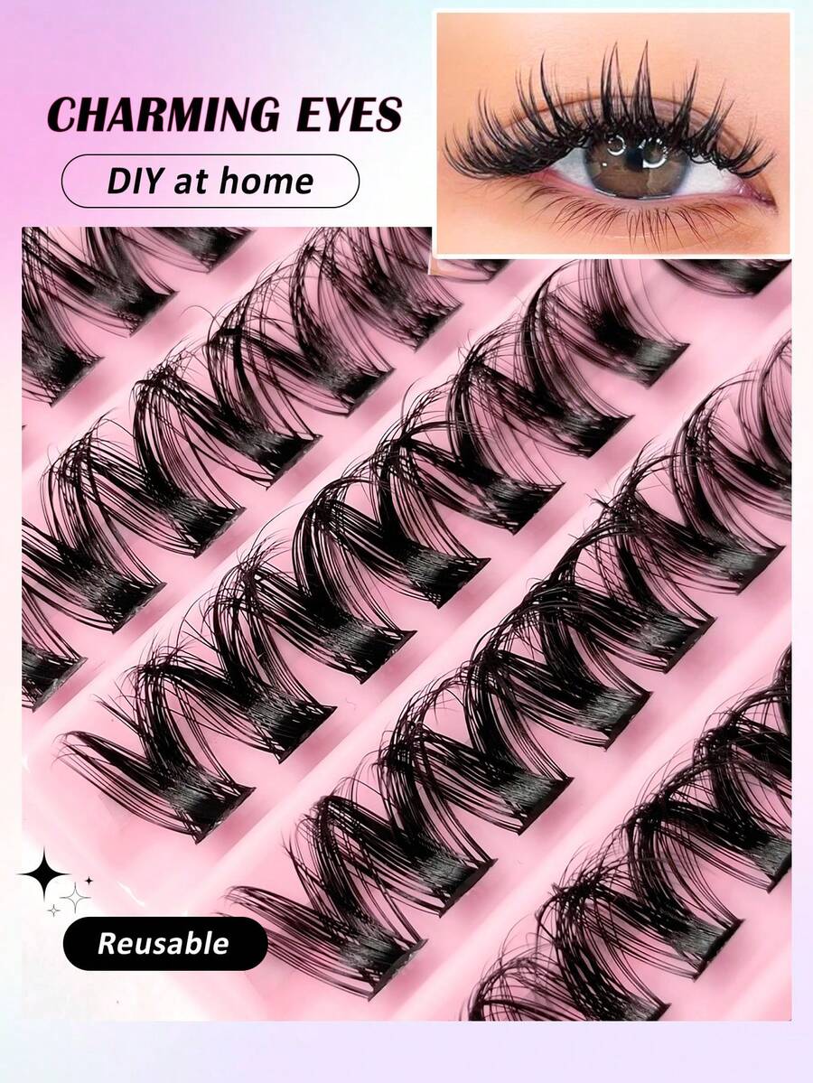 140pcs Cluster False Eyelashes, DIY Eyelash Extensions, Soft And Comfortable, Easy To Wear - D - View 1