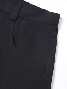 Black 3D Segmented Wide Leg Casual Pants, Curved Stitching Loose Straight Leg American Style Long Pants For Men - Black - View 7