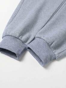 Men's Winter Multi-Pocket Cargo Pants With Fleece Lining, Elastic Drawstring Waist, Suitable For Casual Streetwear And Sports, Daily Wear - Light Grey - View 6