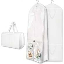 Wedding Dress Storage Bag, 70 Inch Long, 8 Inch Deep Wedding Dress Storage Bag With Pockets, 3 Pockets, Extra Wide Bottom Wedding Dress Storage Bag, Suitable For Travel And Closet Organization, Long Dress Storage Bag, 300D Polyester, Large Capacity Accessory Pockets, Foldable. - Multicolor - View 2