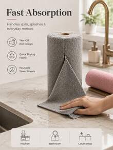 Reusable Microfiber Towel Roll, Individually Wrapped, Tear-Off Design, Strong Water Absorption & Quick Drying Kitchen And Bathroom Cleaning Cloth, Suitable For Outdoor, RV And 50+ Environments - A - View 4