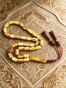 33-Bead Muslim Prayer Beads, 9*16mm Cylindrical Beeswax Texture Handmade Braided Rope Tasbih, Long-Lasting Fragrance 1-3 Years, Islamic Prayer Recitation Handheld Beads, Handmade Knotted Tassel Design, Natural Bead Texture, Portable Misbaha Prayer Beads, Durable Braided Rope, Suitable For Daily Prayer And Recitation, Can Be Used For Personal Wear Or Given As A Gift, Classic Popular Islamic Religious Handheld Accessory - Amber Style [Scented] - View 10