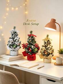 1 Set Of Mini Christmas Trees, Perfect For Home And Desktop Decorations. Adorned With Berries, Snowflakes, And Greenery. Suitable For Christmas Decorations, Table Decorations, Home Decor, And Room Decor. - Multicolor - View 6