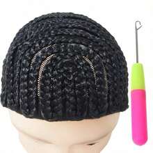Breathable Crochet Wig Cap, Suitable For Secure Synthetic Wigs (Black), Easy-To-Sew Crochet Wig Cap With Hooks - Black - View 9