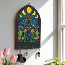 2 Pack Bohemian Style Wooden Key Hook Rack Wall Mounted Home Decor Organizer Key Holder For Entryway Bedroom Living Room Storage Solution Handcrafted Design - Multicolor - View 1