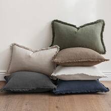 1pc Olive Green Tassel Throw Pillow Cover (Insert Not Included), Textured Breathable Sun-Resistant Fabric, Vintage Soft Matte Texture, Low Saturation Olive Green With Matching Tassel Trim, Suitable For Balcony, Patio - Multicolor - View 10