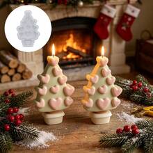 SILIKE LUFEI 1pc Resin Silicone Mold Christmas Heart Christmas Tree Ornament Mold, Suitable For Making Resin, Plaster, Candle, Aromatherapy Products, Home Decor Display Silicone Mold - Heart-shaped Christmas Tree Mold - View 3