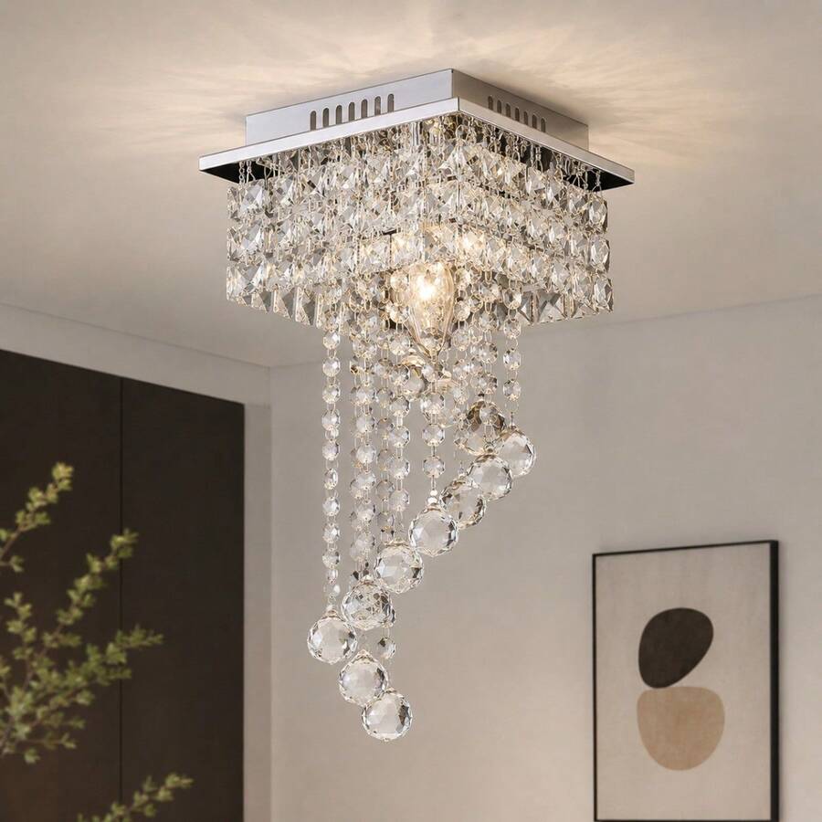 Lámparas De Techo De Cristal Modernas Con Tres Tonos De Luz, Diseño Colgante Metálico Con Bombilla Incluida, Elegantes Para Sala, Dormitorio, Estudio, Pasillo Y Otros Espacios. - Blanco - Ver 1