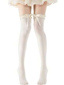 1 Pair Bowknot Lace Over-The-Knee Socks, Suitable For Matching With Skirts - Multicolor - View 5